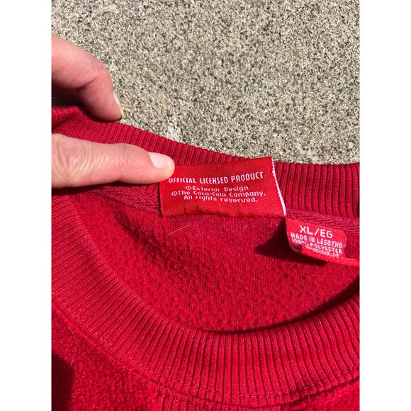 Vtg Coca Cola Brand Sweater Unisex Size XL Embroidered Crewneck Fleece Pullover - Picture 5 of 7